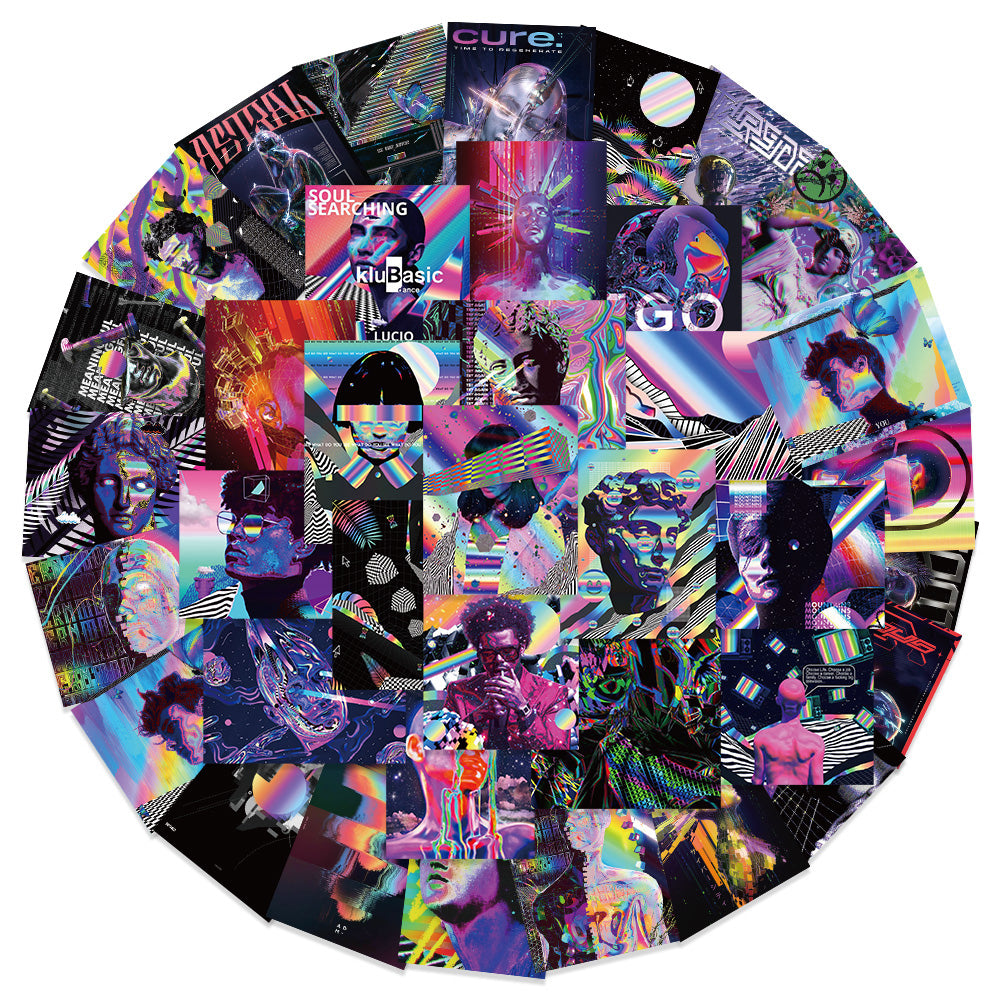 50pcs Psychedelic Aesthetic Stickers Cyberpunk Style