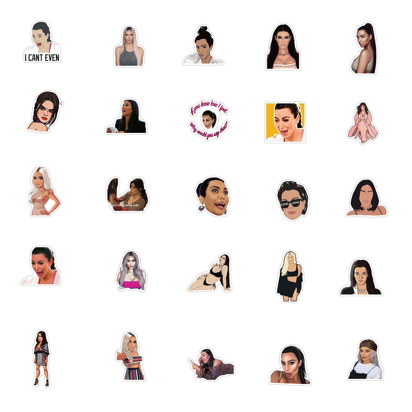 50pcs Kim Kardashian Stickers