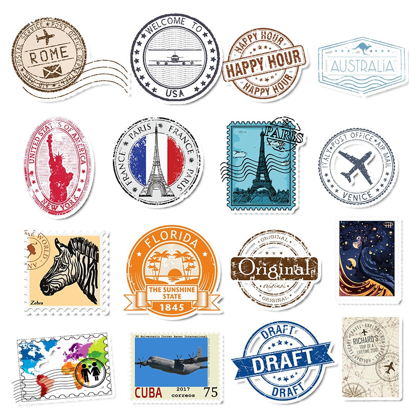 50pcs Retro Vintage Stamps 1 Stickers