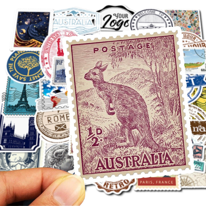 50pcs Retro Vintage Stamps 1 Stickers
