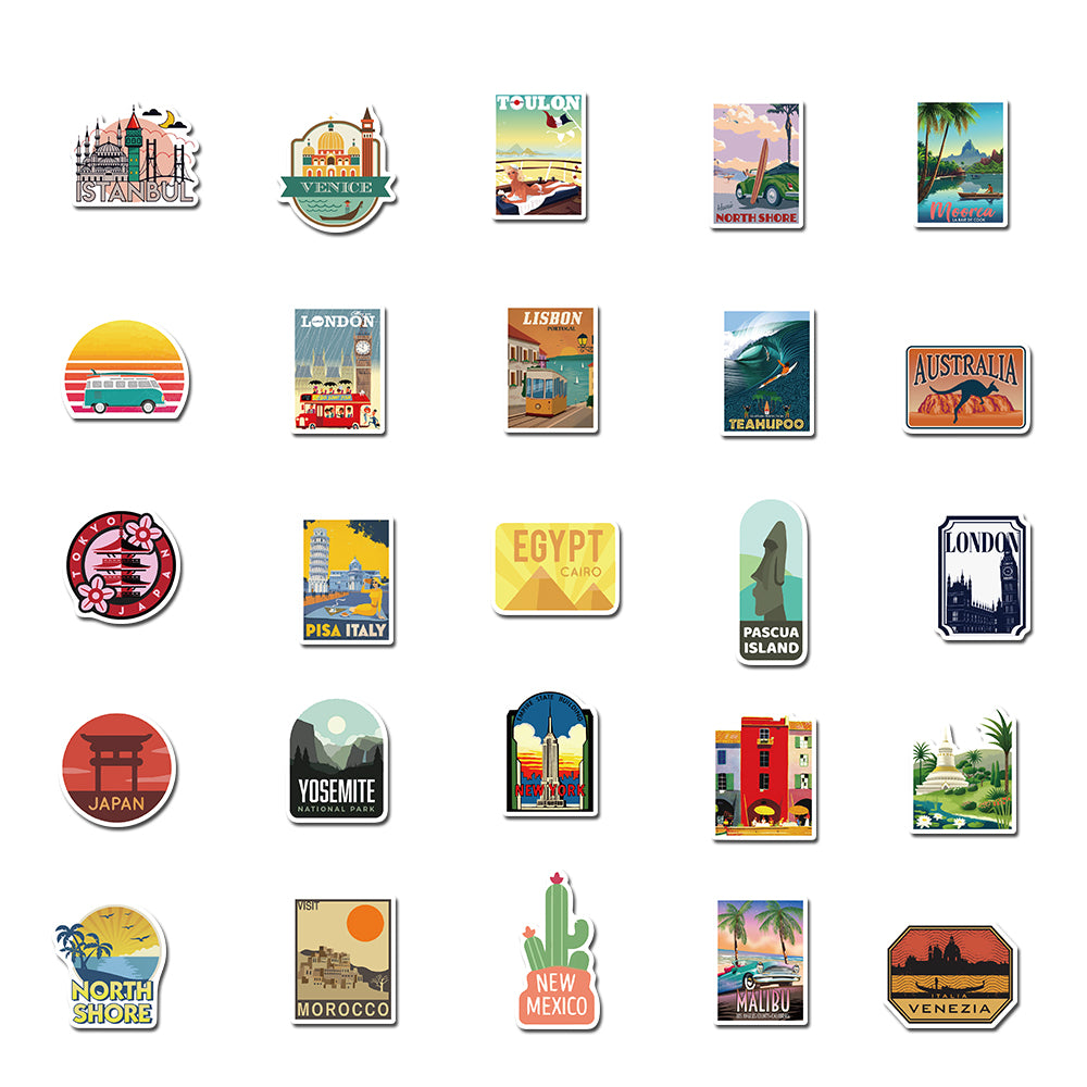 50pcs City Travel Stickers