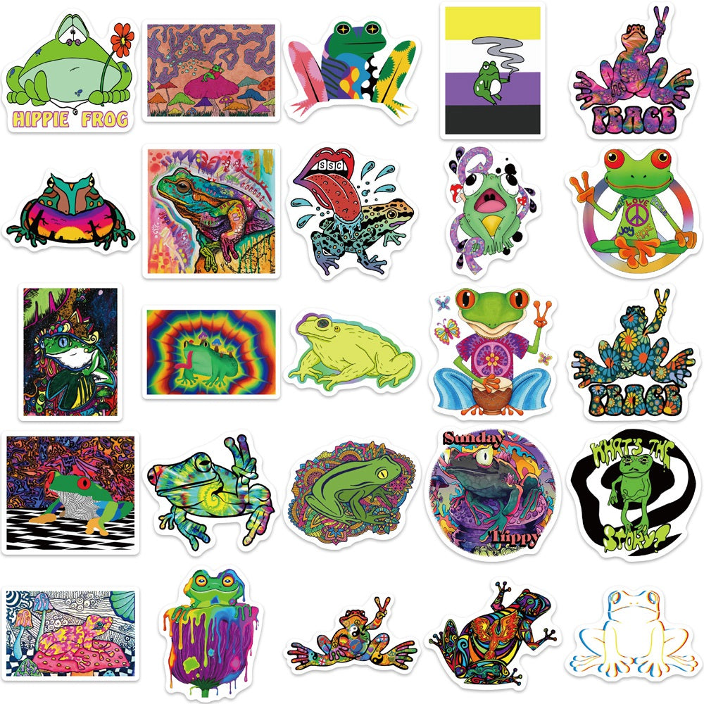 50pcs Psychedelic Trippy Hippie Frogs Stickers