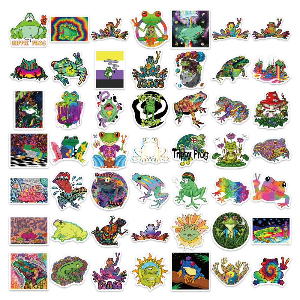 50pcs Psychedelic Trippy Hippie Frogs Stickers