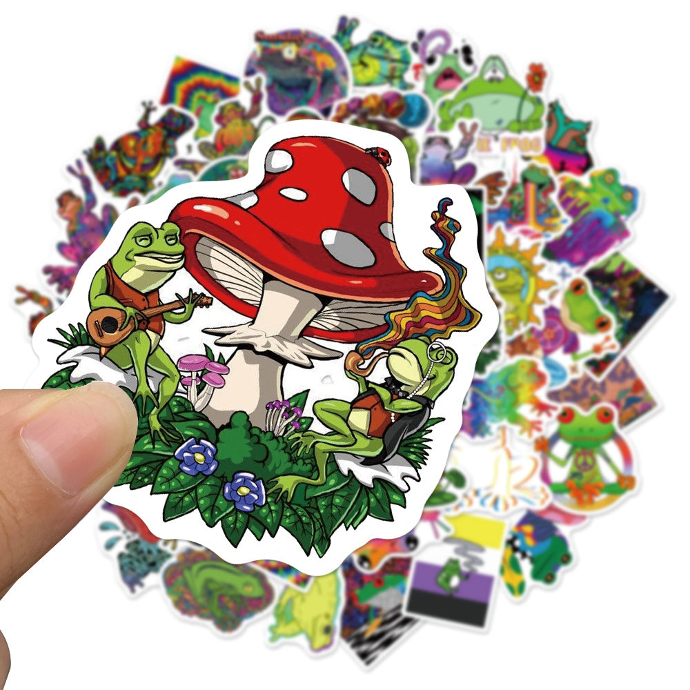 50pcs Psychedelic Trippy Hippie Frogs Stickers