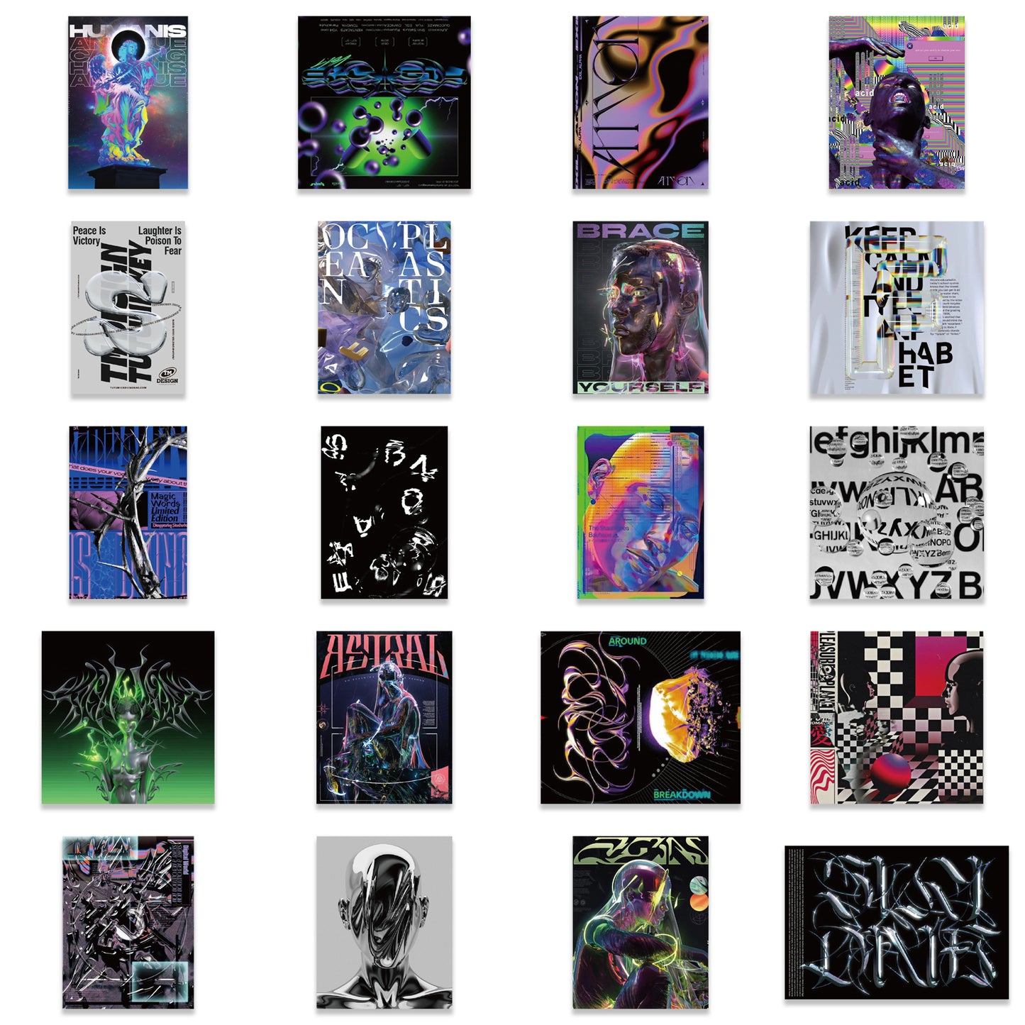 40pcs Acid Graphic 1 Stickers