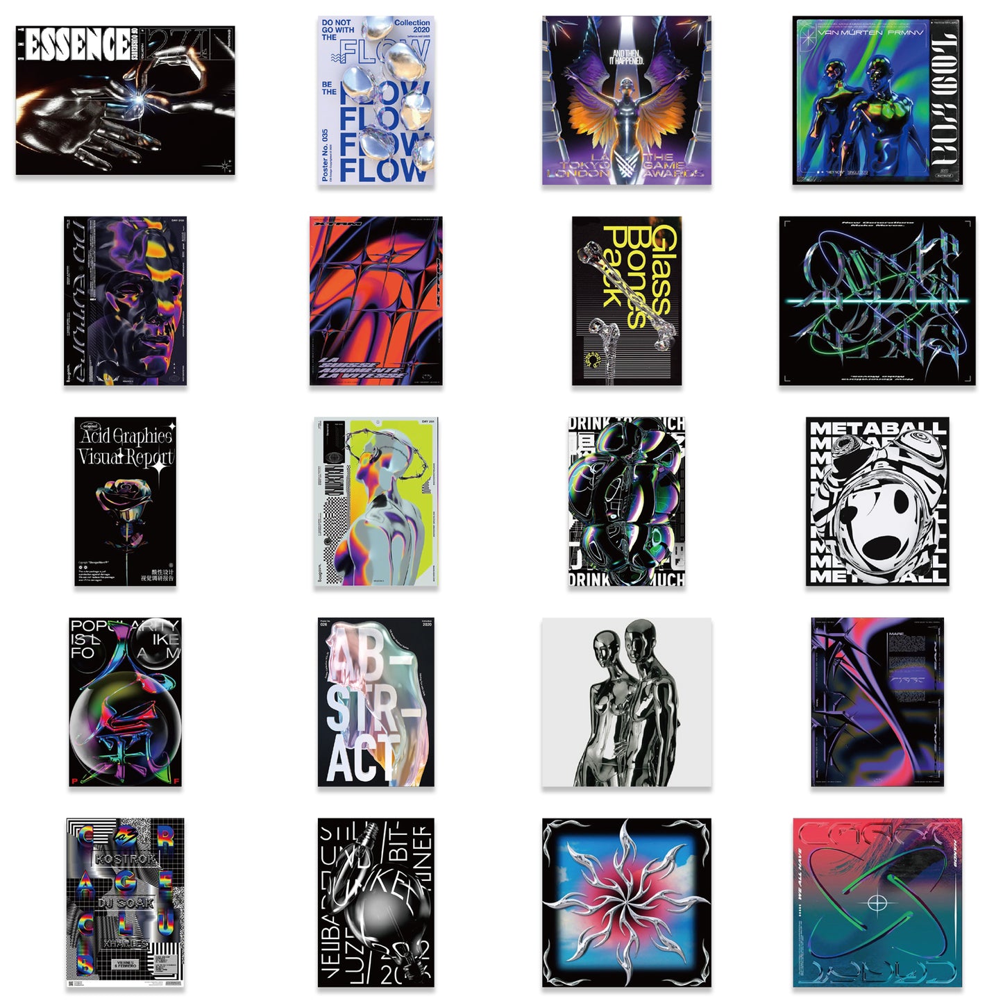 40pcs Acid Graphic 1 Stickers