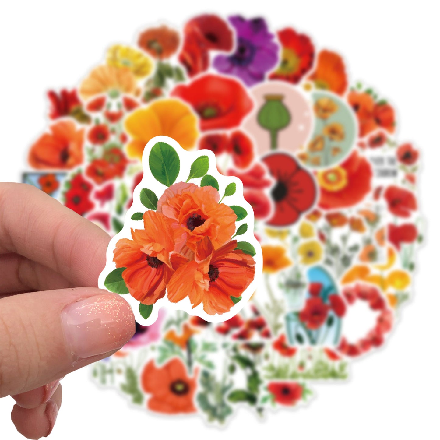 50pcs Poppies Stickers