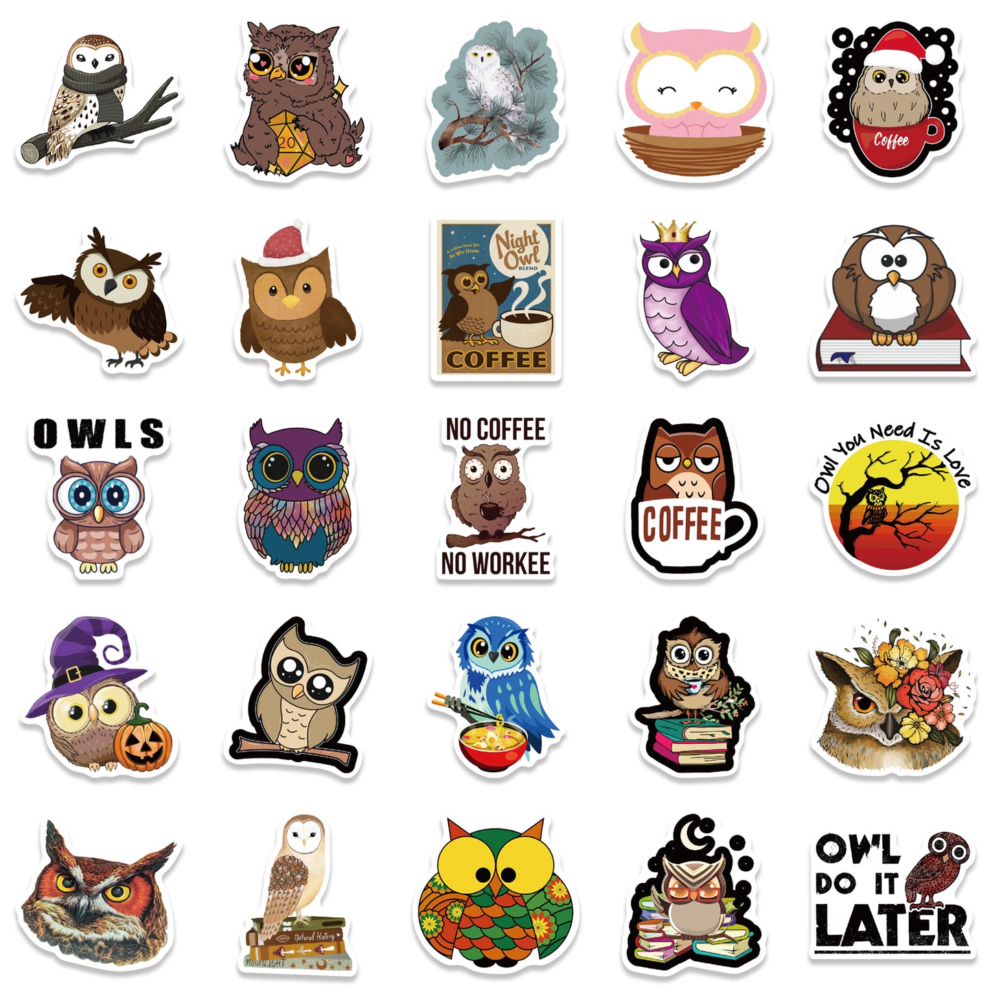 50pcs Owls 2 Stickers
