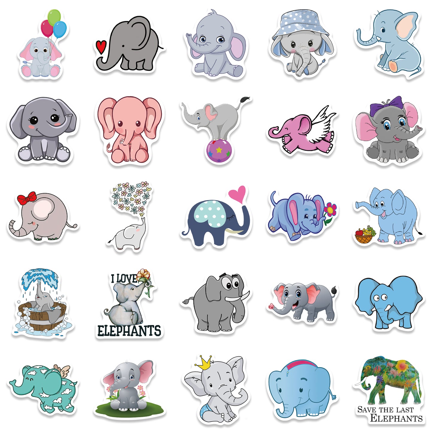 50pcs Elephant Stickers