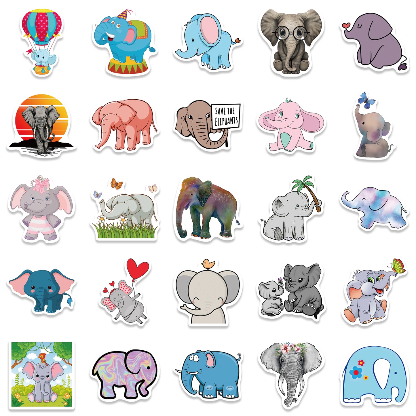 50pcs Elephant Stickers