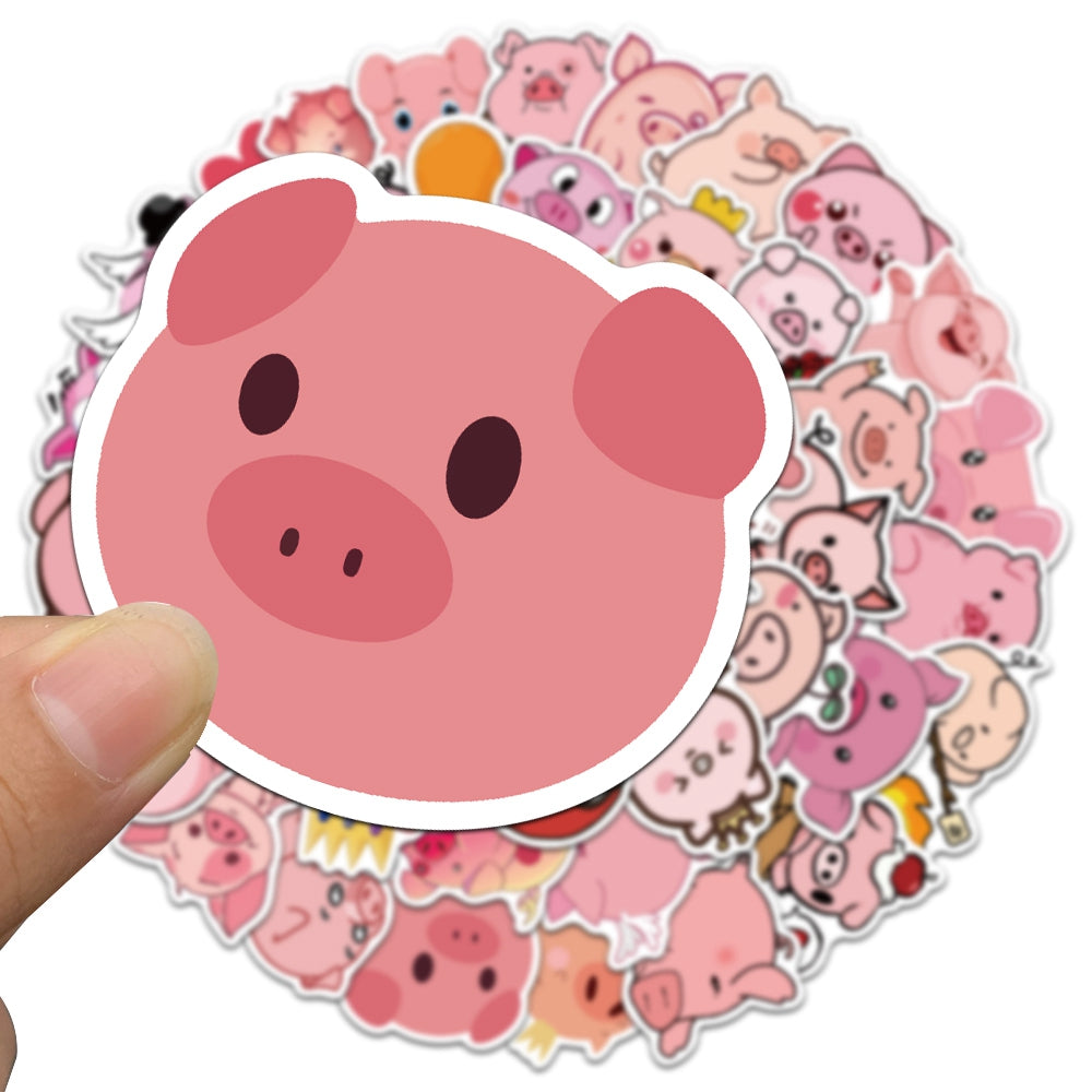 50pcs Pink Pig 2 Stickers