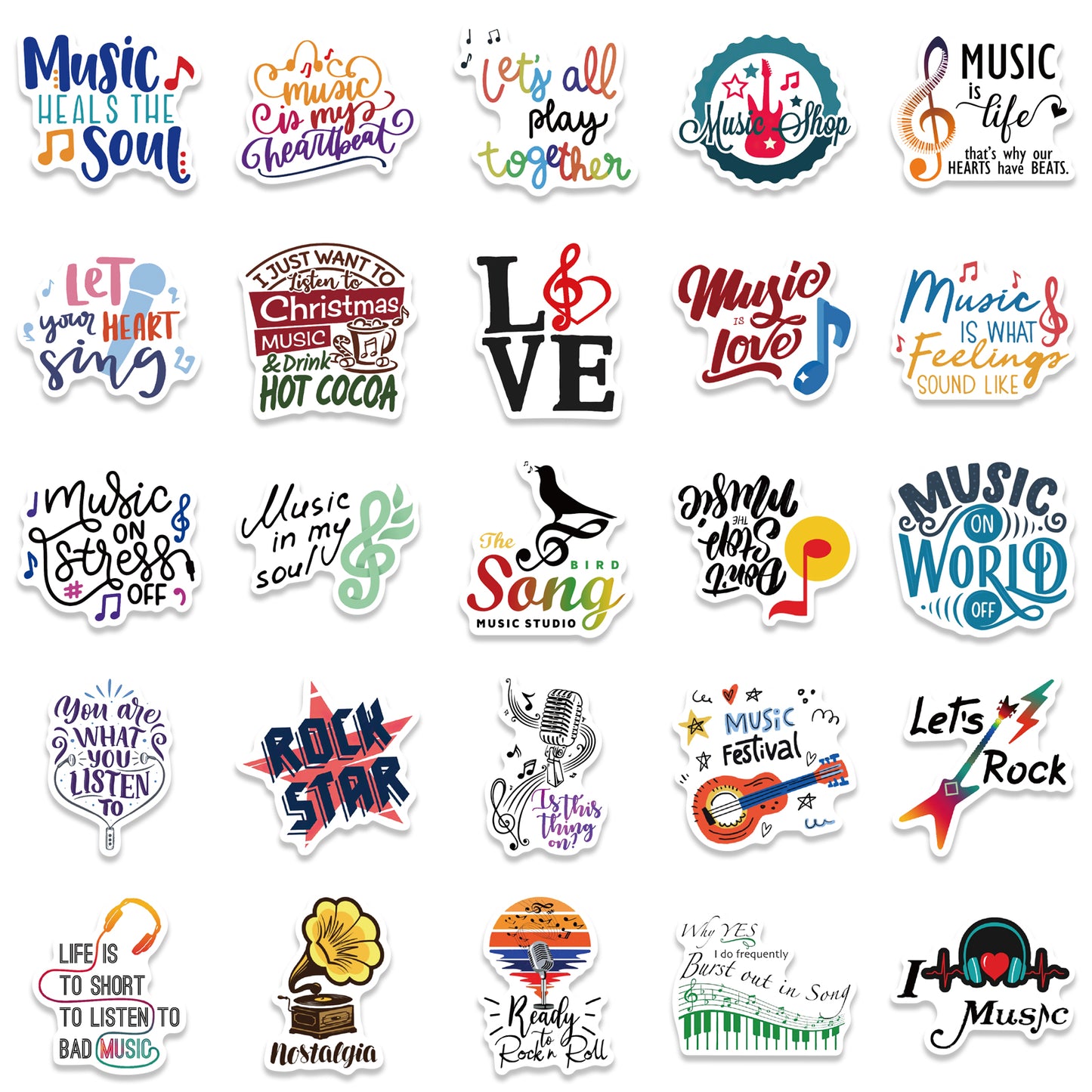 50pcs Music Slogan Stickers