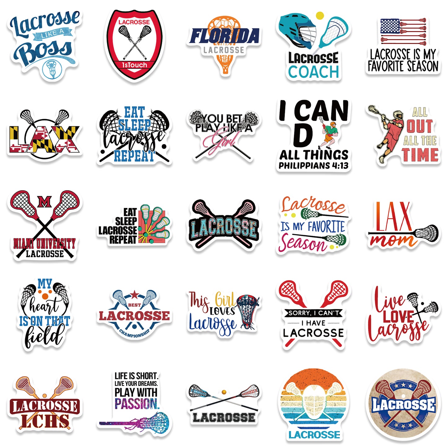 50pcs Lacrosse Stickers