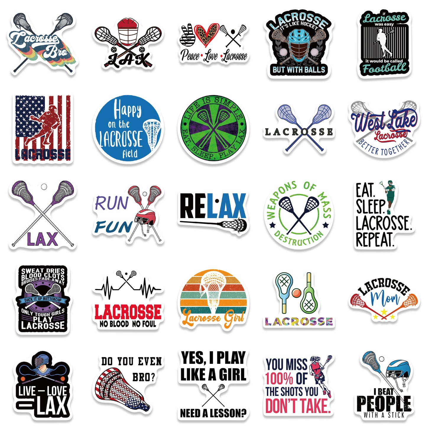 50pcs Lacrosse Stickers