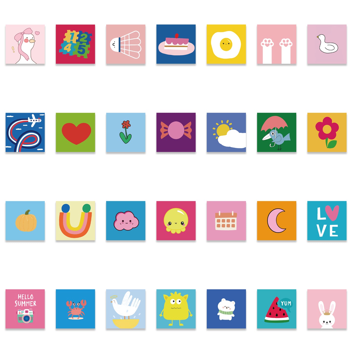 56pcs Simple Drawing Stickers