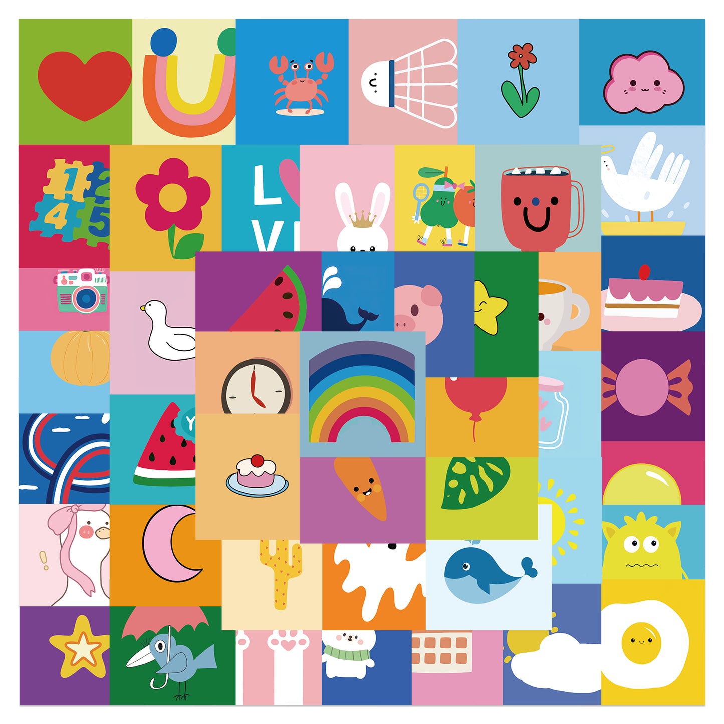 56pcs Simple Drawing Stickers