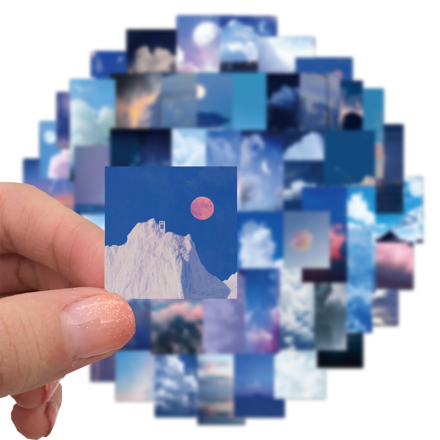 56pcs Blue Sky Stickers