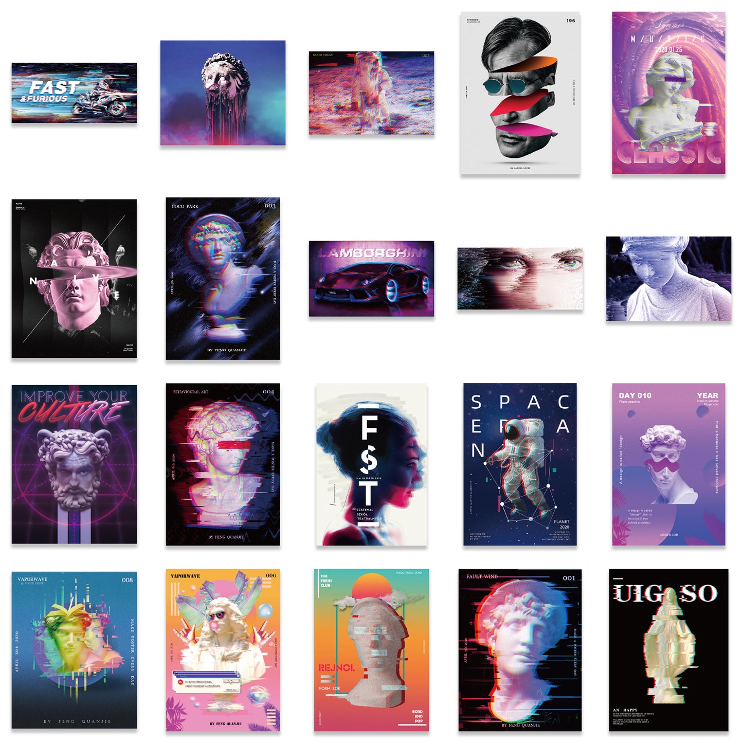 40pcs Acid Graphic 2 Stickers