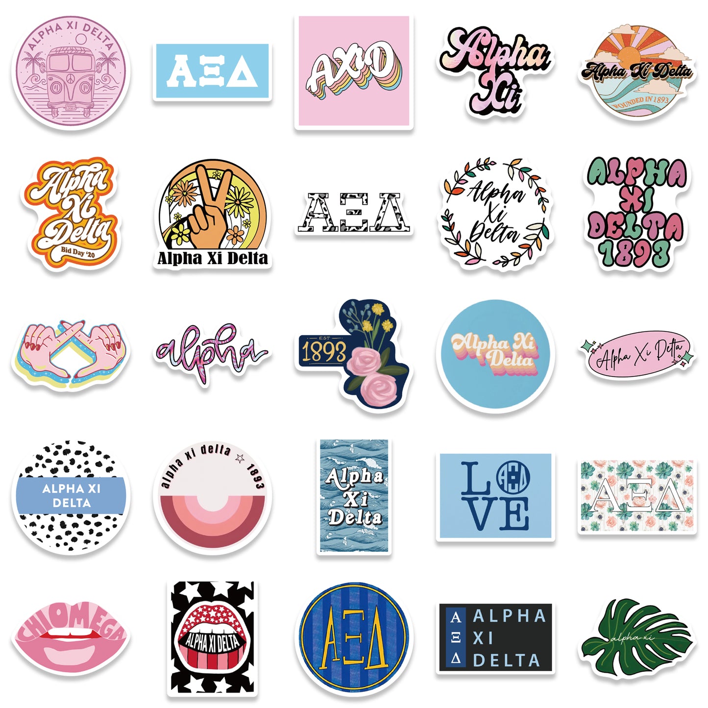50pcs Alpha Xi Delta Stickers