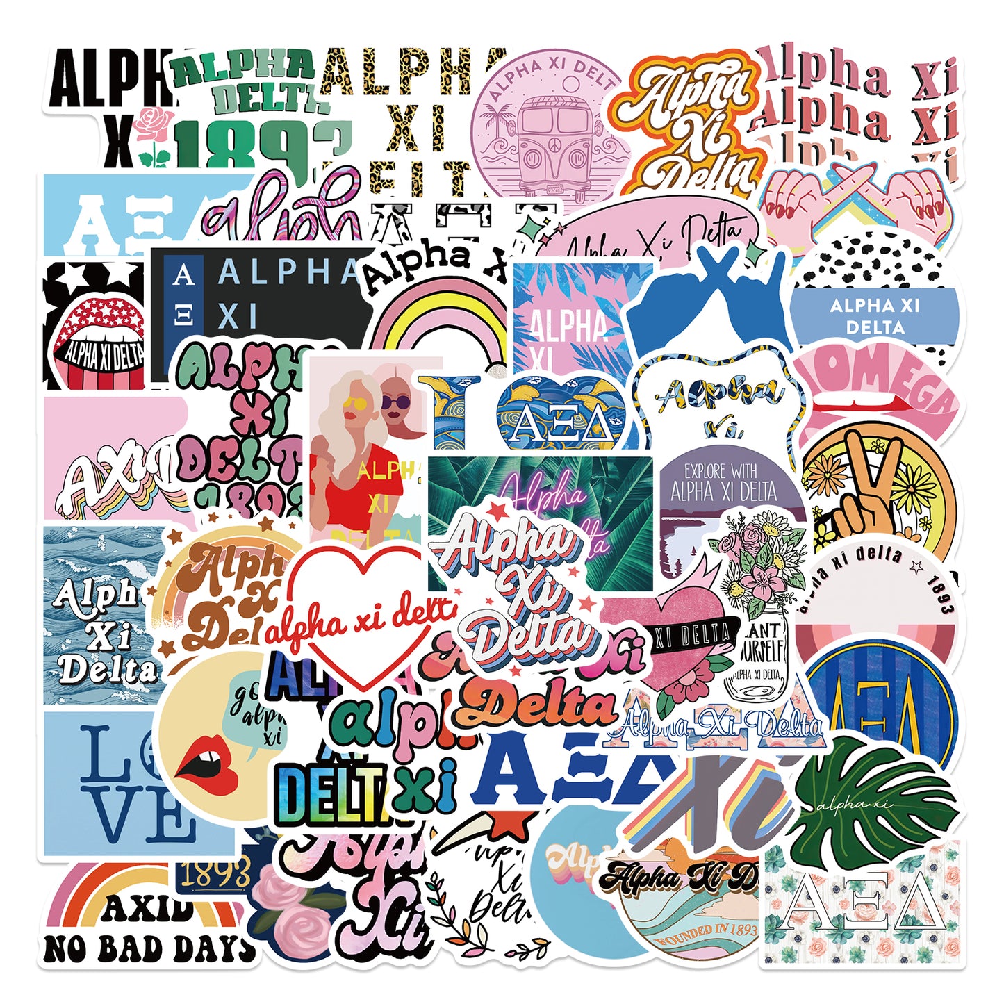 50pcs Alpha Xi Delta Stickers