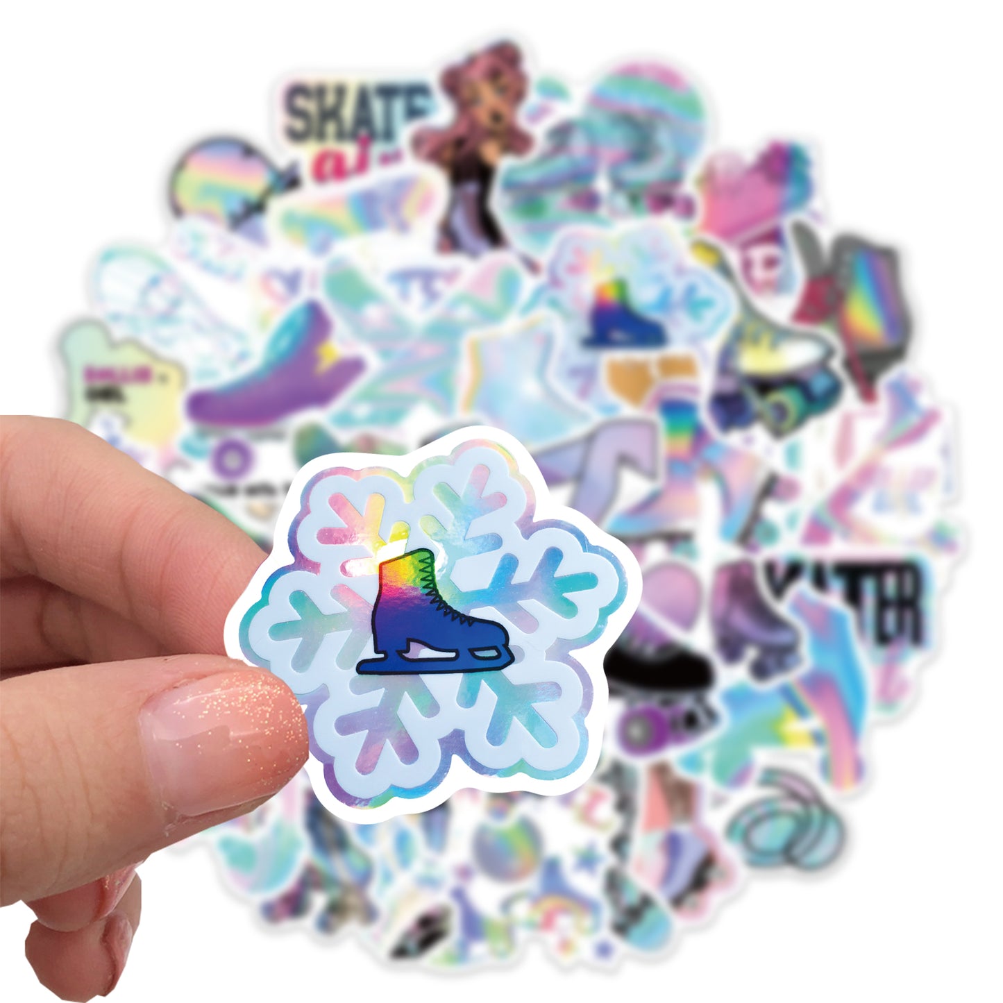 50pcs Laser Skateboard Girl Stickers