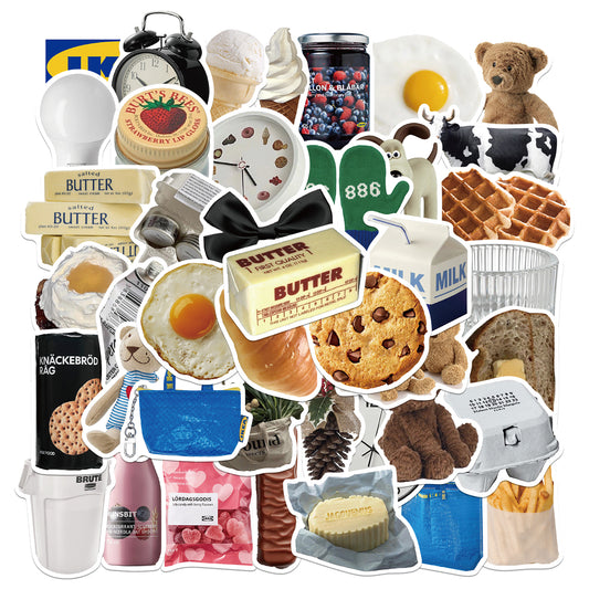 50pcs Real Food Ikea style Stickers