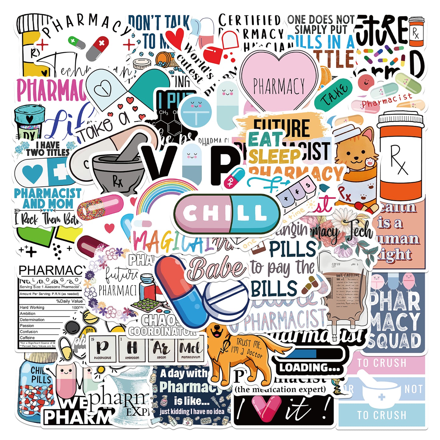 50pcs Pharmacist Stickers