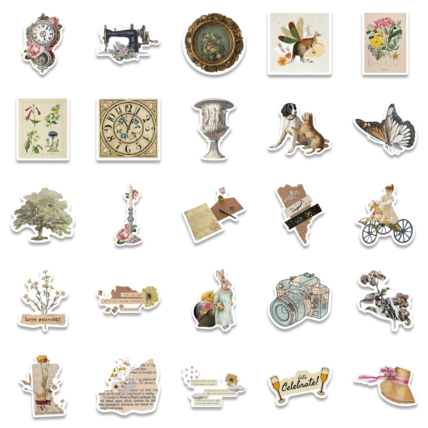 50pcs Retro Vintage Art 2 Stickers