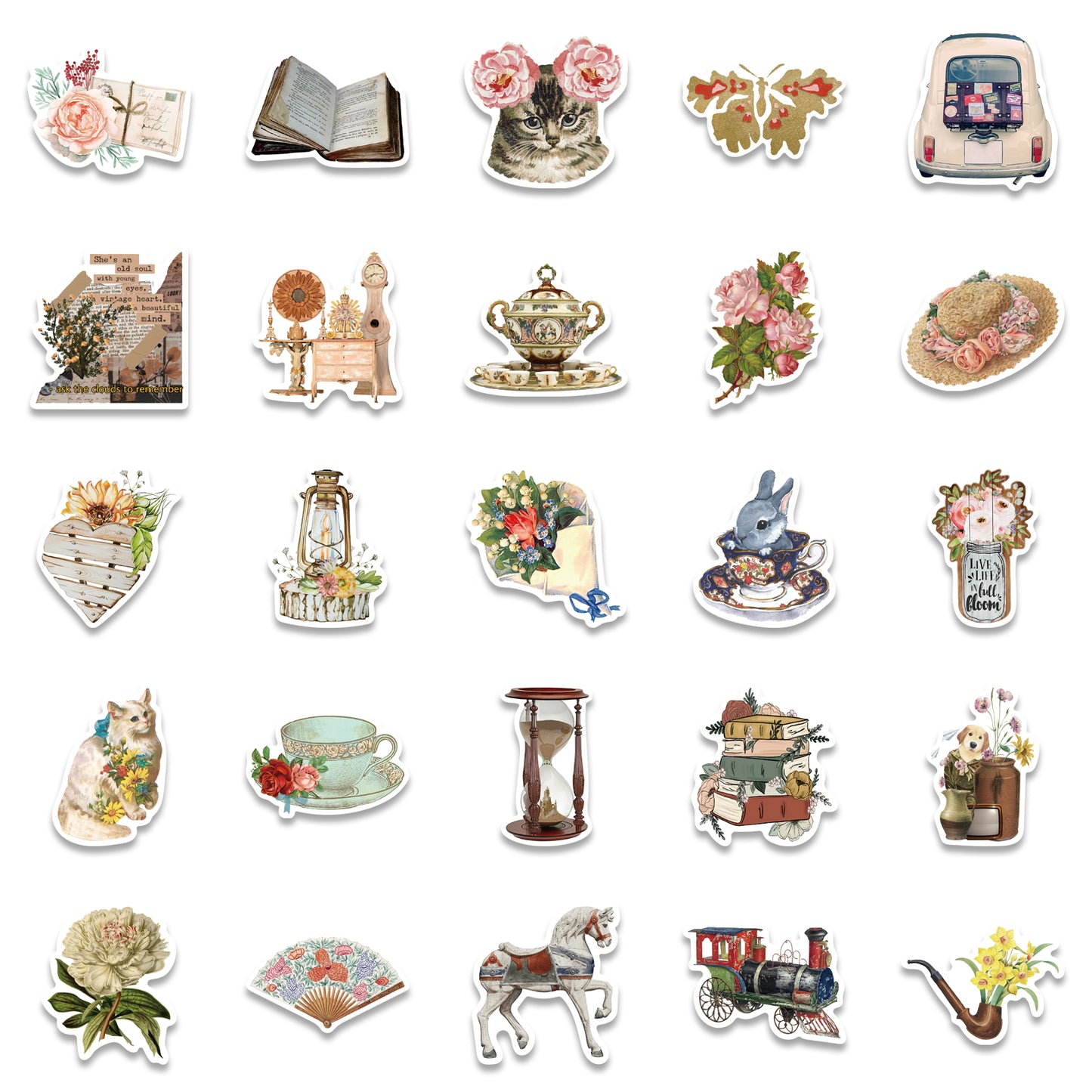 50pcs Retro Vintage Art 2 Stickers