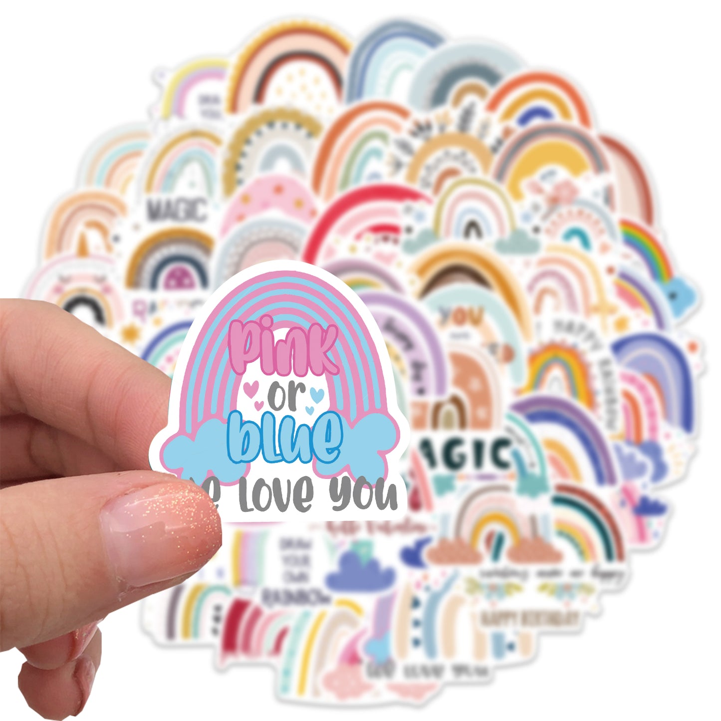 60pcs Rainbow Cartoon Stickers