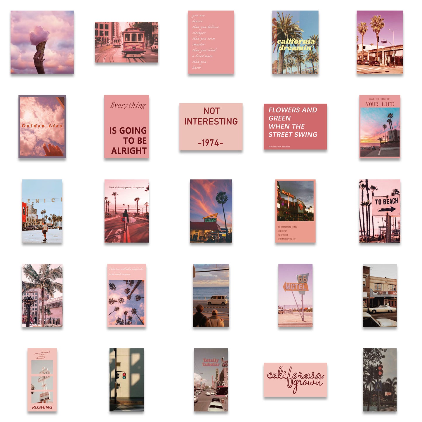 50pcs Pink California Stickers