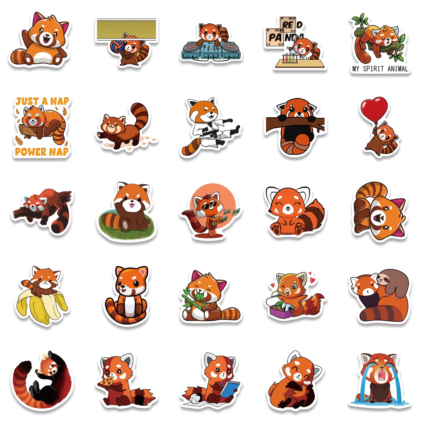 50pcs Red Panda Stickers