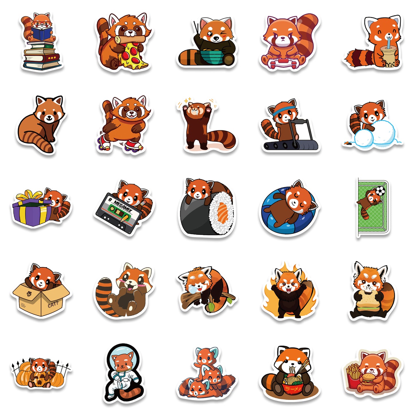 50pcs Red Panda Stickers