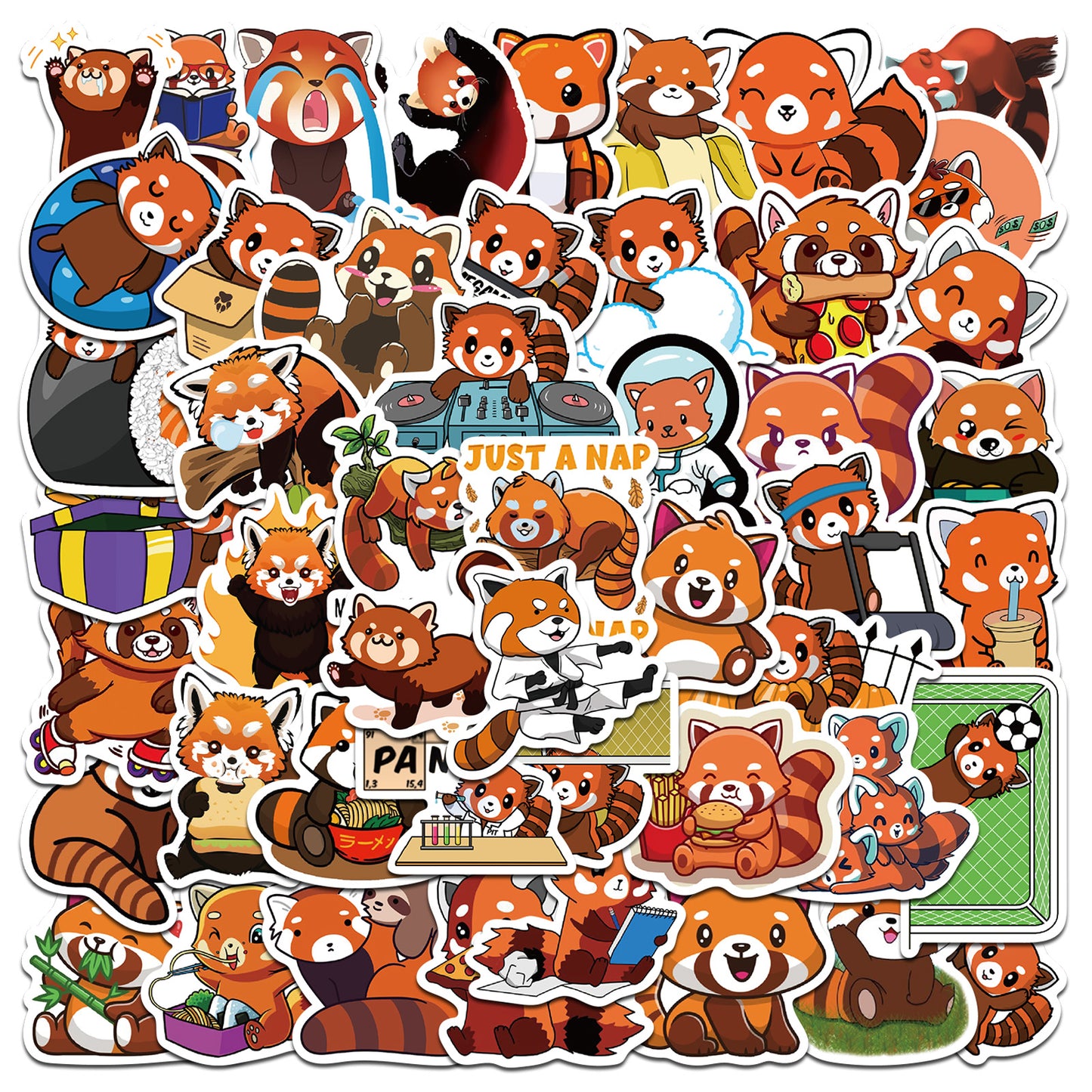 50pcs Red Panda Stickers