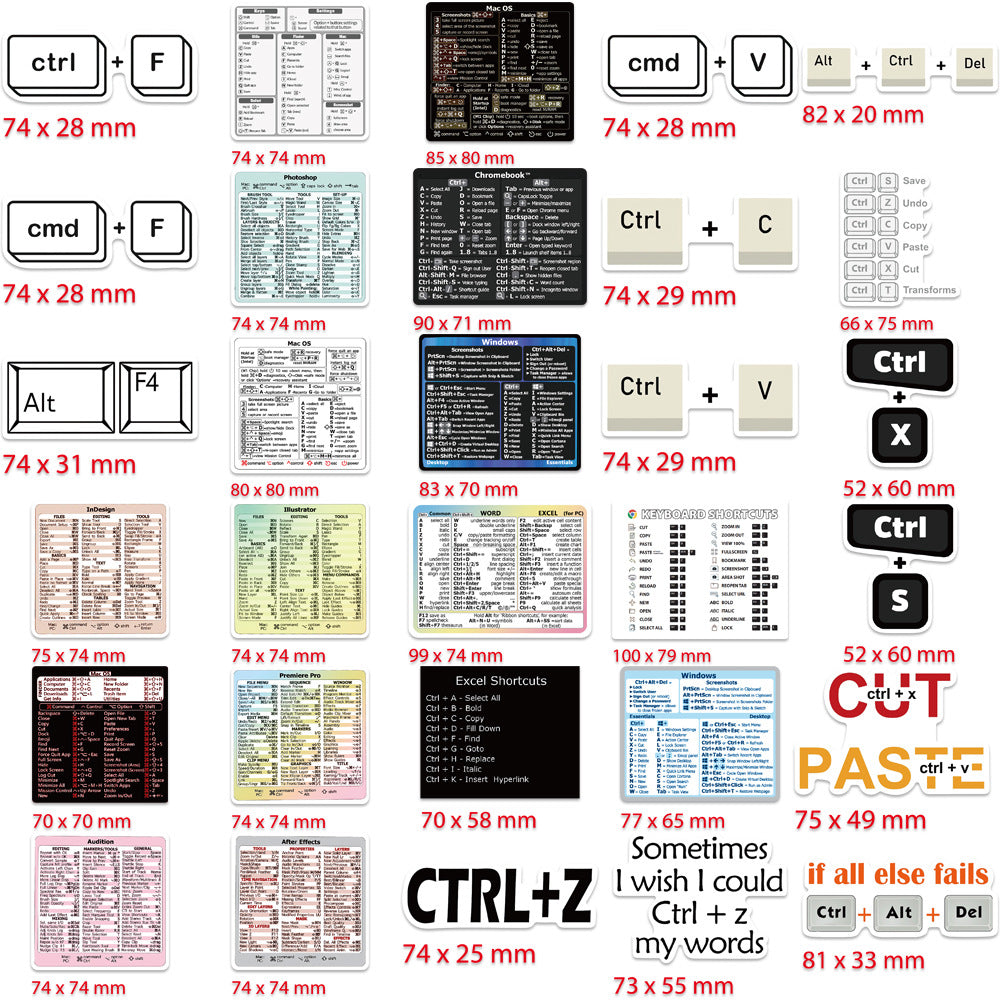 30pcs Hot Key Stickers