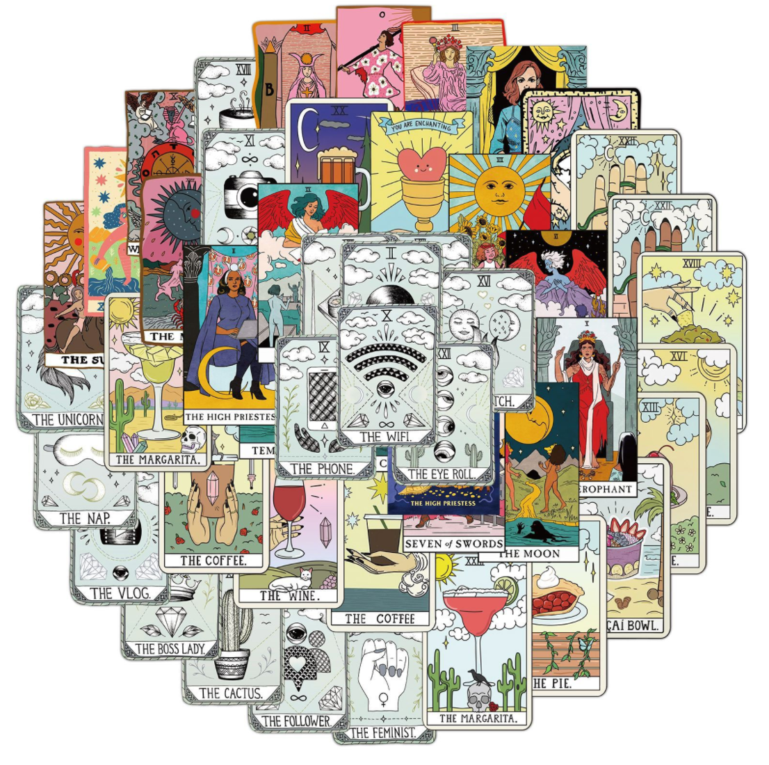 50pcs Tarot Divination Major Arcana Stickers