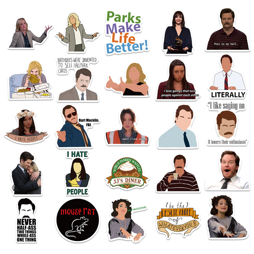 50pcs Parks and Recreation 2 Comedy TV Show Stickers