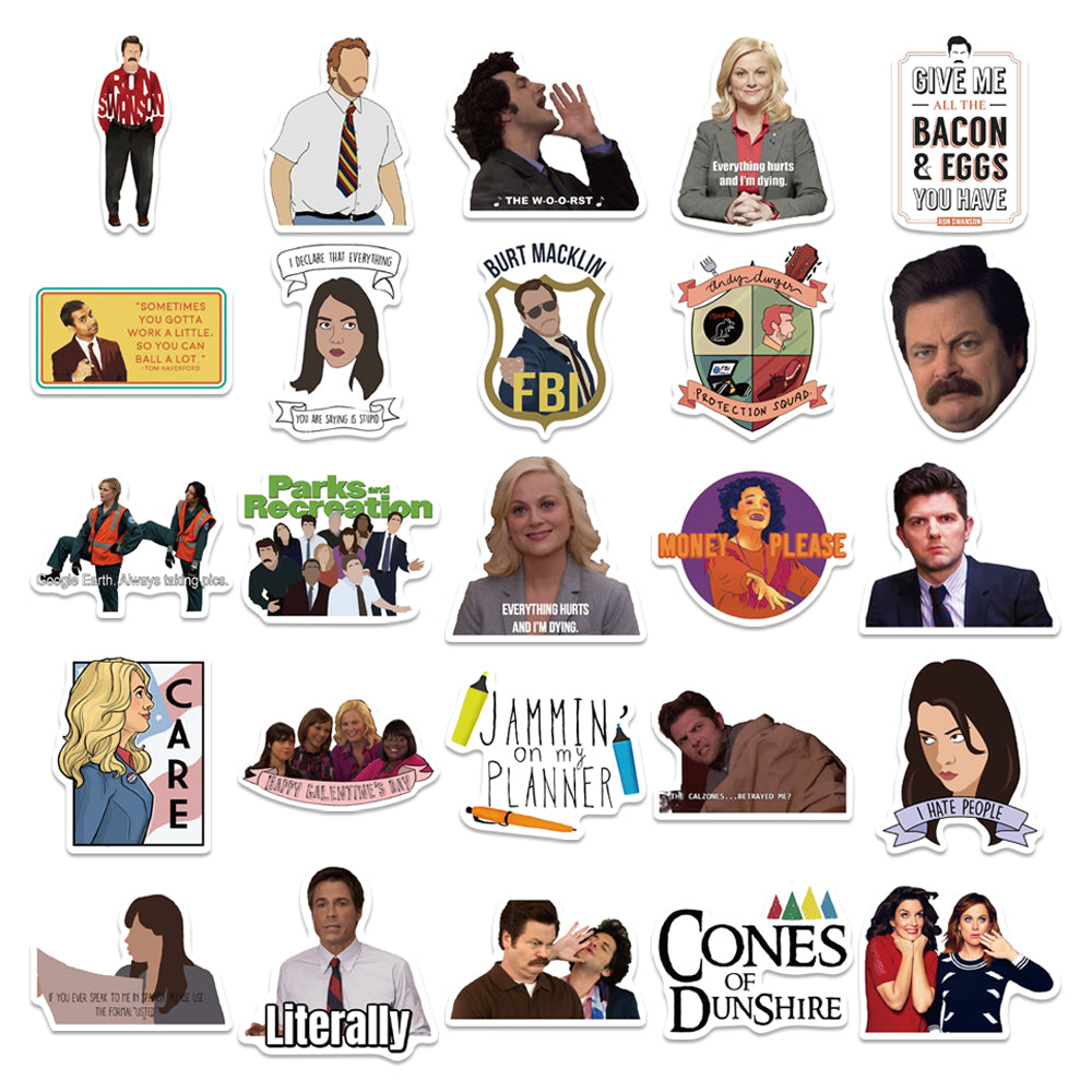 50pcs Parks and Recreation 2 Comedy TV Show Stickers