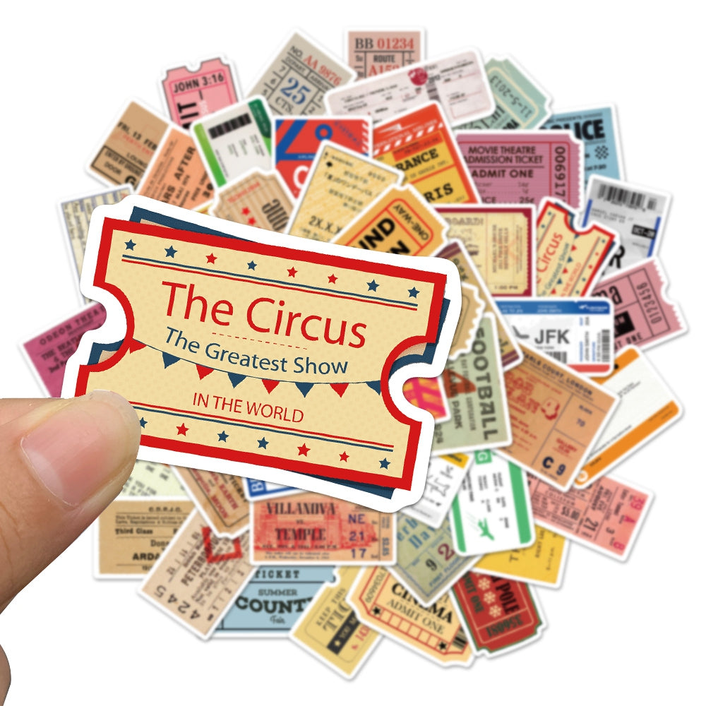 50pcs Vintage Retro Stamps Tickets 1 Stickers