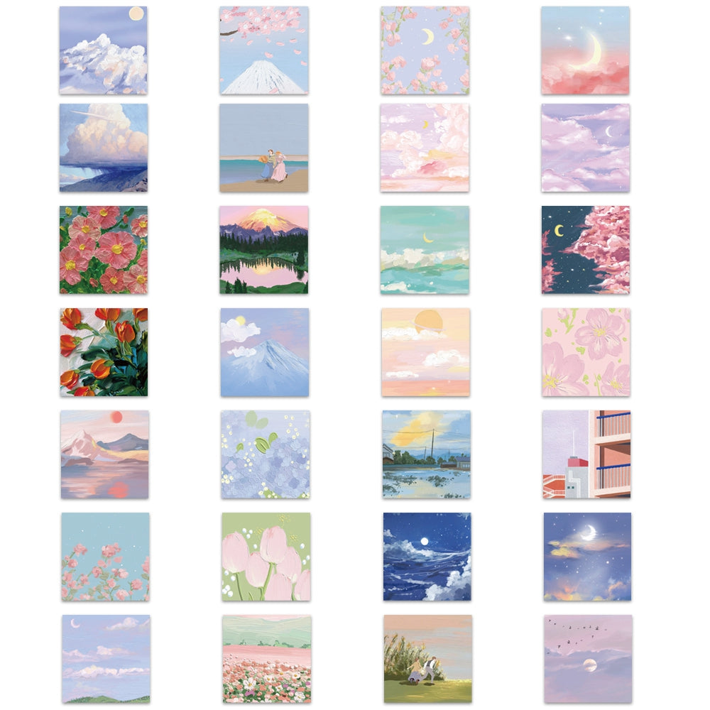 56pcs Lovely INS Painting 2 Vintage Nostalgic Landscape Oil Painting Stickers