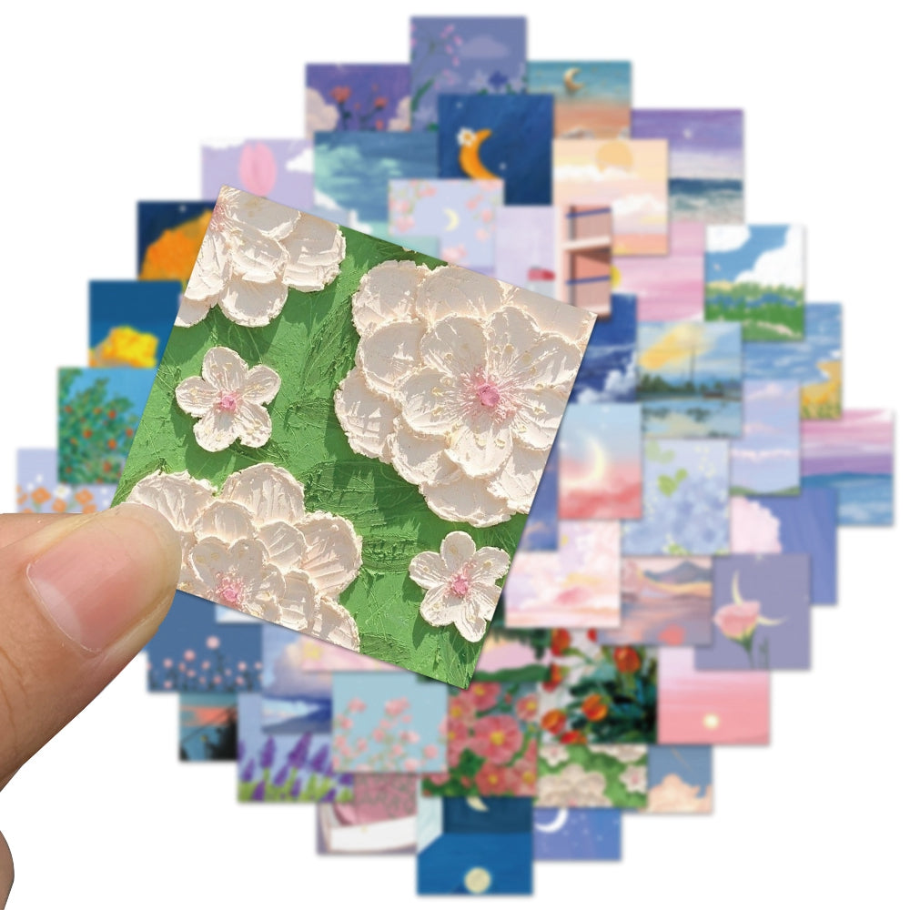56pcs Lovely INS Painting 2 Vintage Nostalgic Landscape Oil Painting Stickers