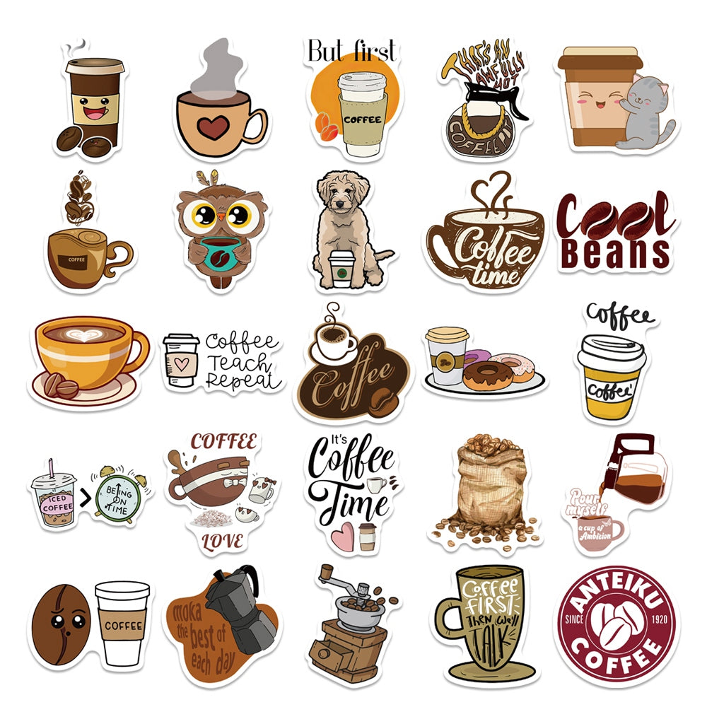 50pcs Coffee Caffeine Power Stickers