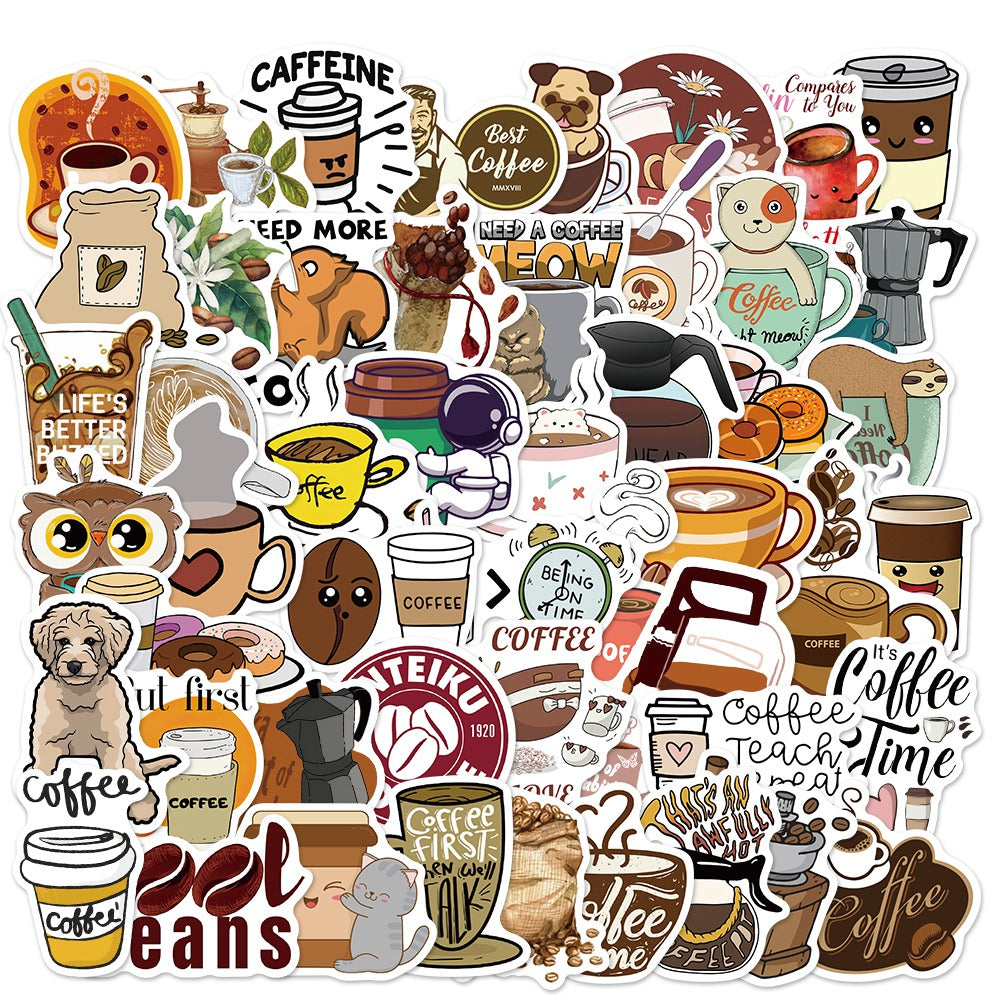 50pcs Coffee Caffeine Power Stickers