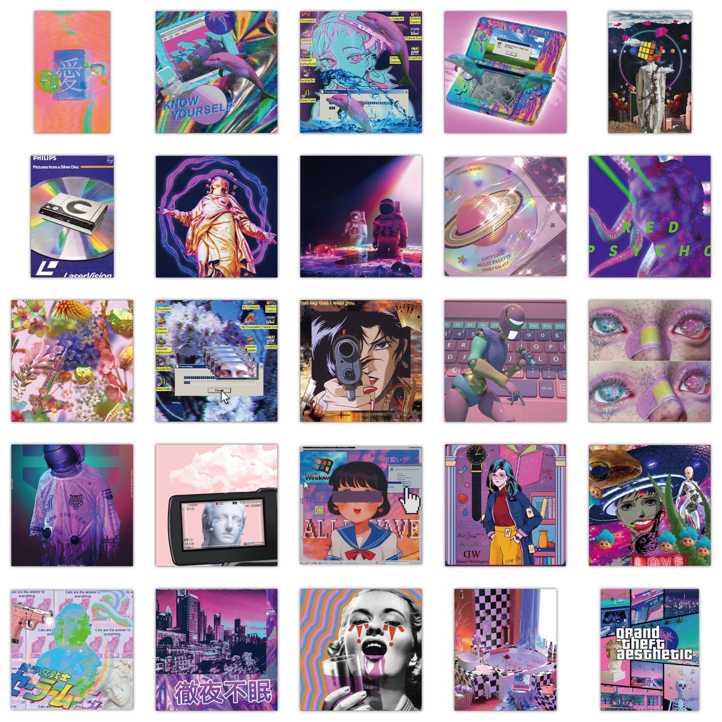 50pcs Retro Vintage Vaporwave Style Art 1 Stickers