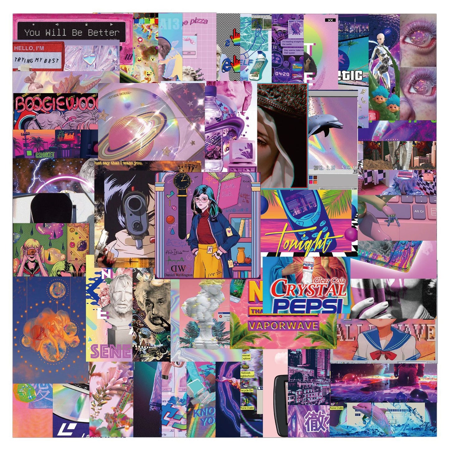 50pcs Retro Vintage Vaporwave Style Art 1 Stickers