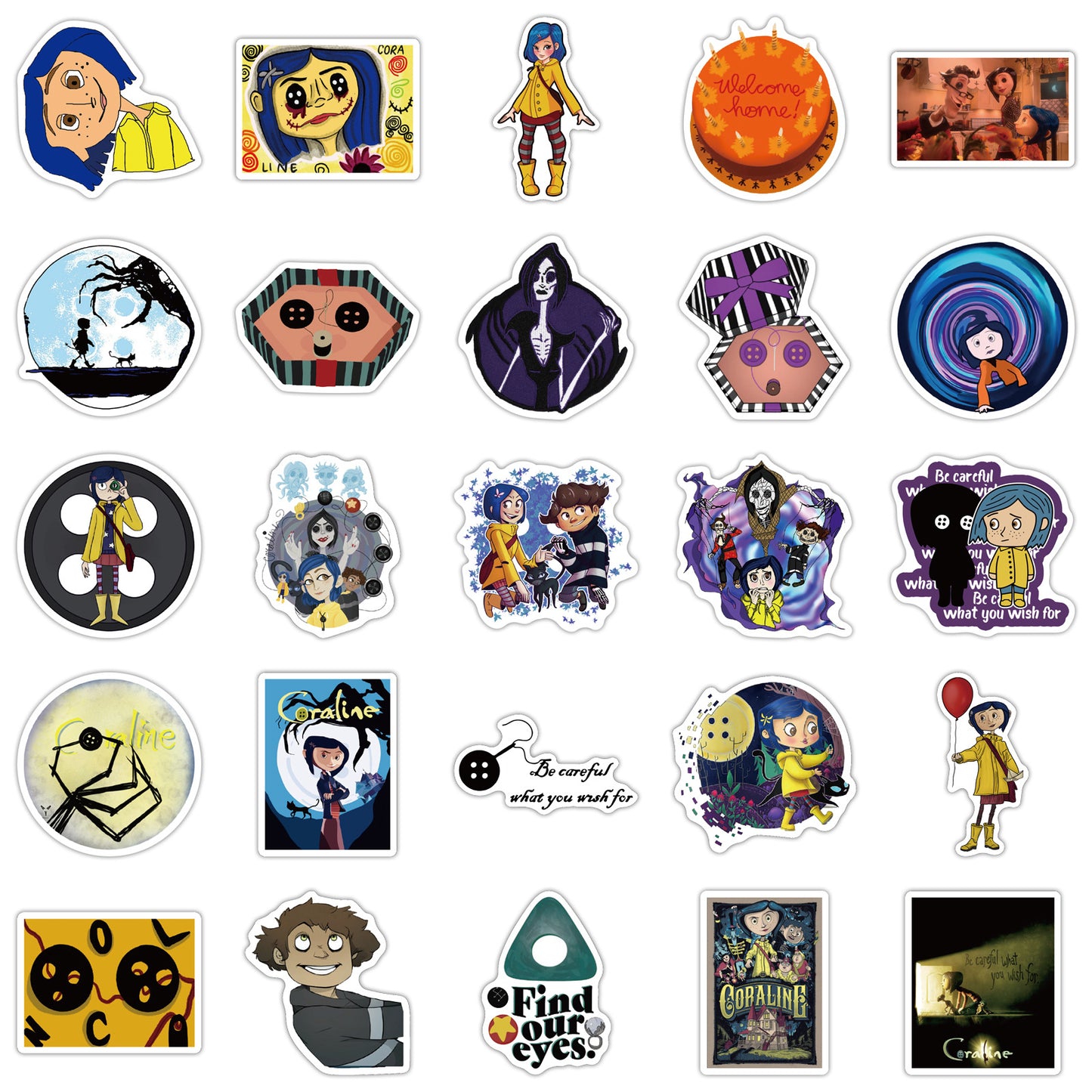 50pcs Coraline 2 Cartoon Movie Stickers