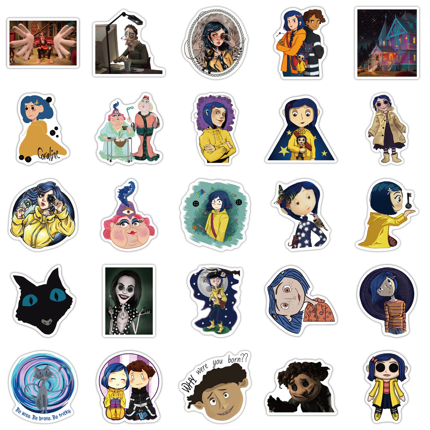 50pcs Coraline 2 Cartoon Movie Stickers