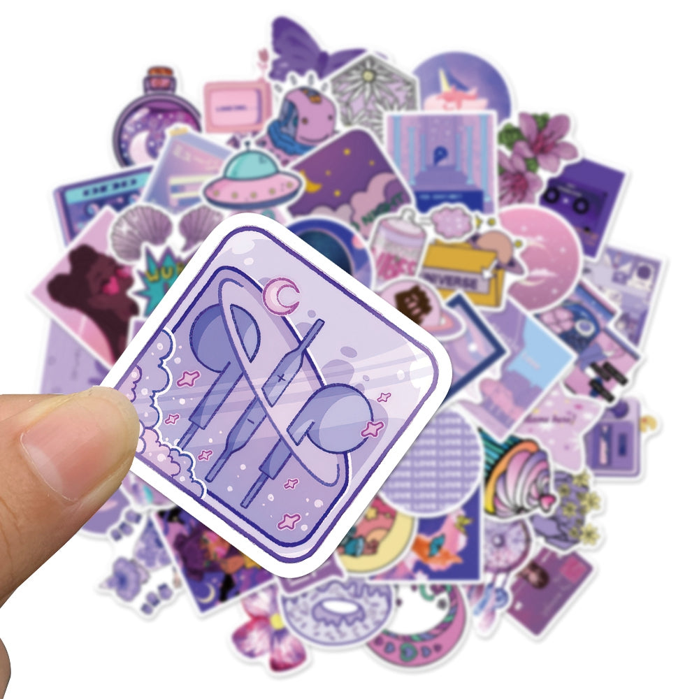 50pcs Purple INS Style Cartoon Girl Stickers