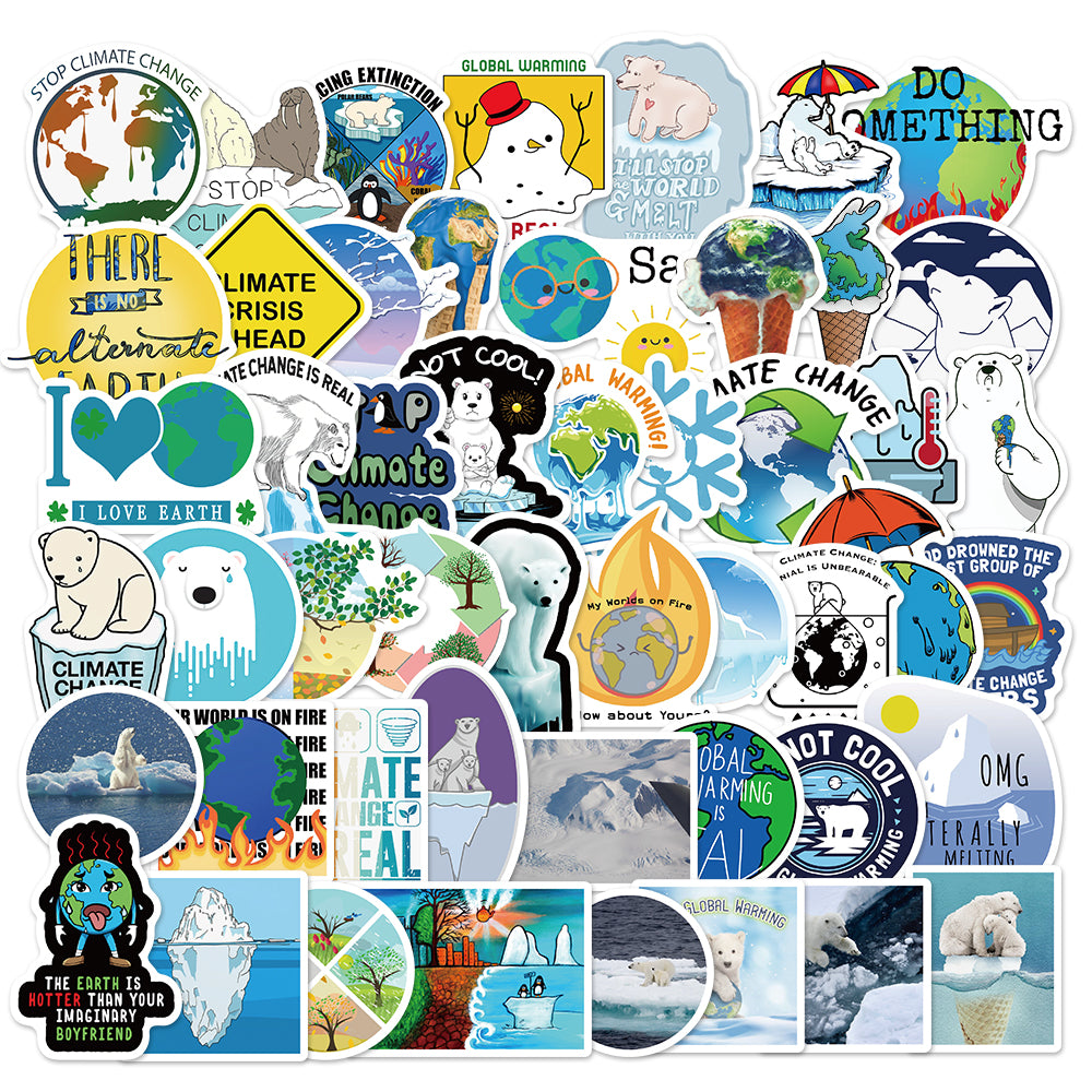 50pcs Climate Change 1 Environmental Protection Stickers
