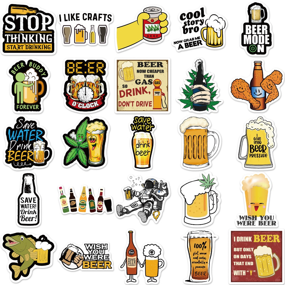 50pcs Drink Beer Alcohol Stickers